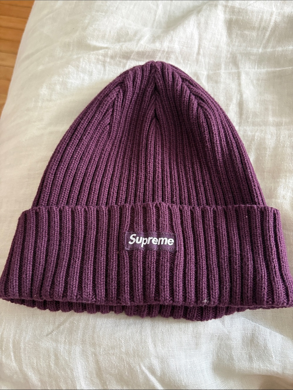Supreme Ribbed Beanie in Plum - like new!